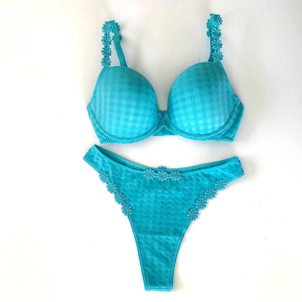 NWOT Marie Jo SET Avero Daisy Crystal Padded Underwire Bra 30DD 30E & Thong Sm